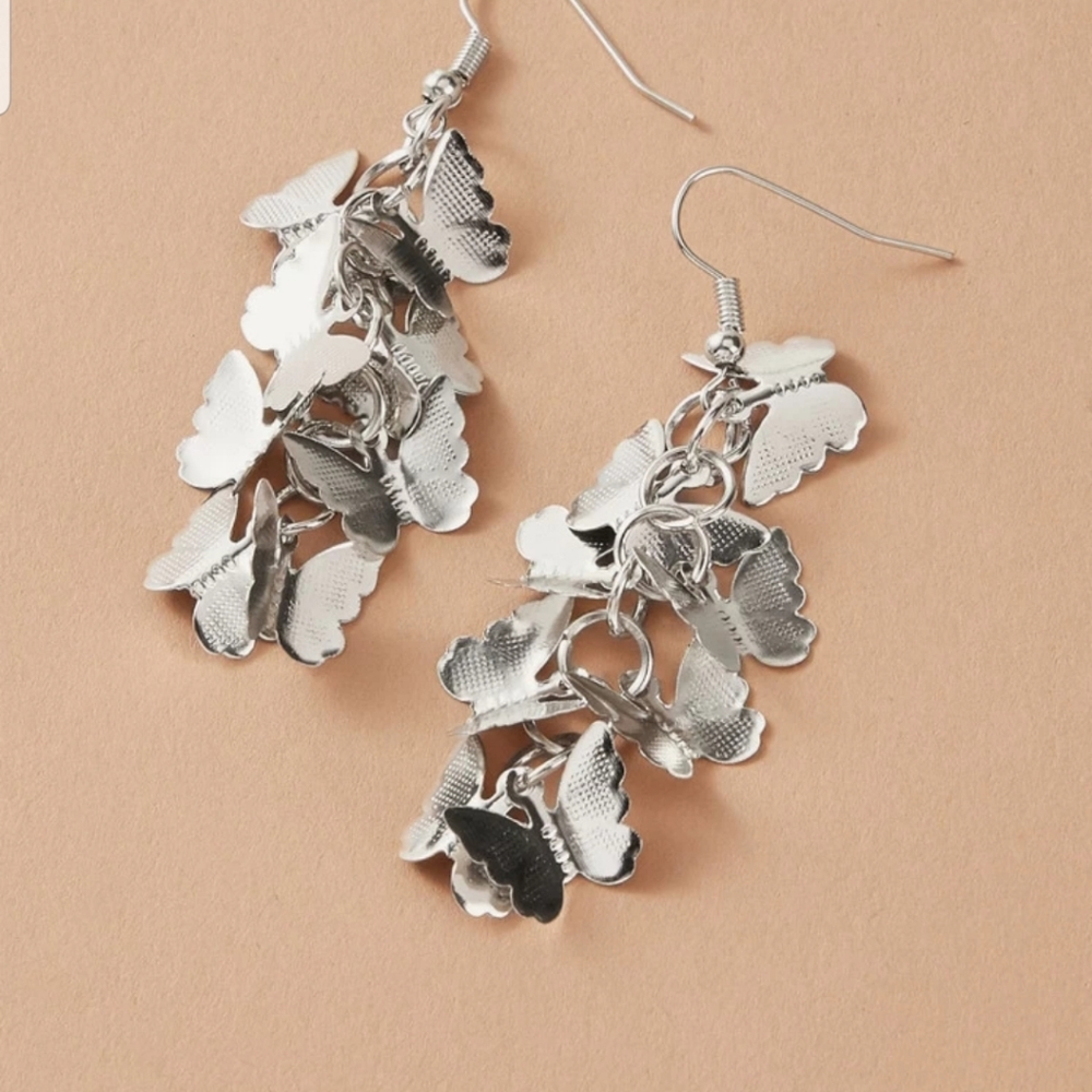 *Magdalena* Silver Butterfly Earrings - Picture 3 of 4